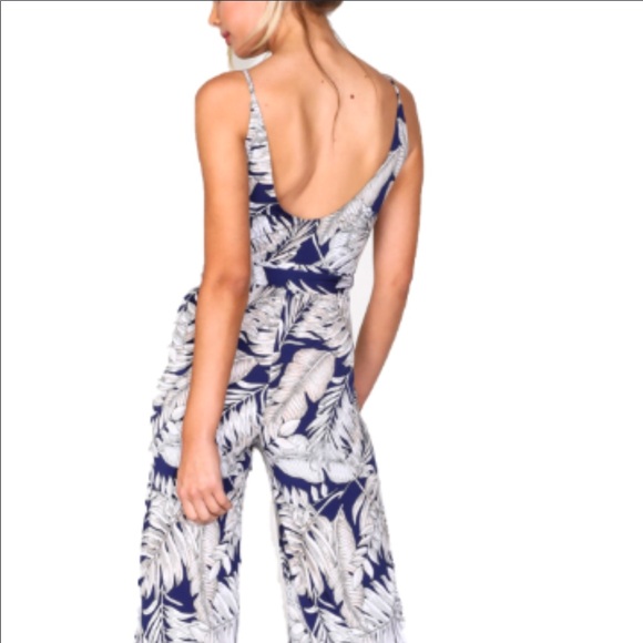 Navy and White Print Jumpsuit - Picture 5 of 8